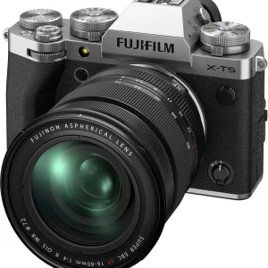 Fujifilm - X-T5 Mirrorless Camera with XF16-80mmF4 R OIS WR Lens Bundle - Silver