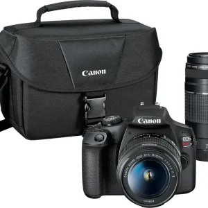 Canon - EOS Rebel T7 DSLR Video Two Lens Kit with EF-S 18-55mm and EF 75-300mm Lenses - Black