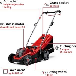 Einhell Power X-Change 18/33 Cordless Lawnmower With Battery and Charger - 18V