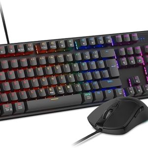 KOORUI Wired Gaming Keyboard and Mouse Combo, Full-Sized 104 Keys Machanical Computer Keyboard