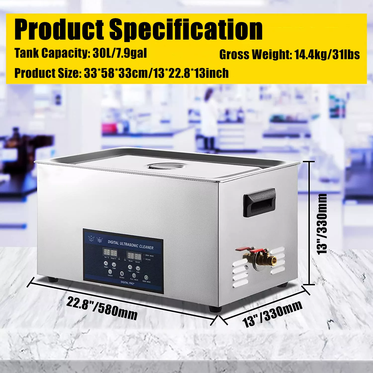 Ultrasonic Washing Machine Jewelry Cleaning Machine w/ Digital Timer Heater - Image 3
