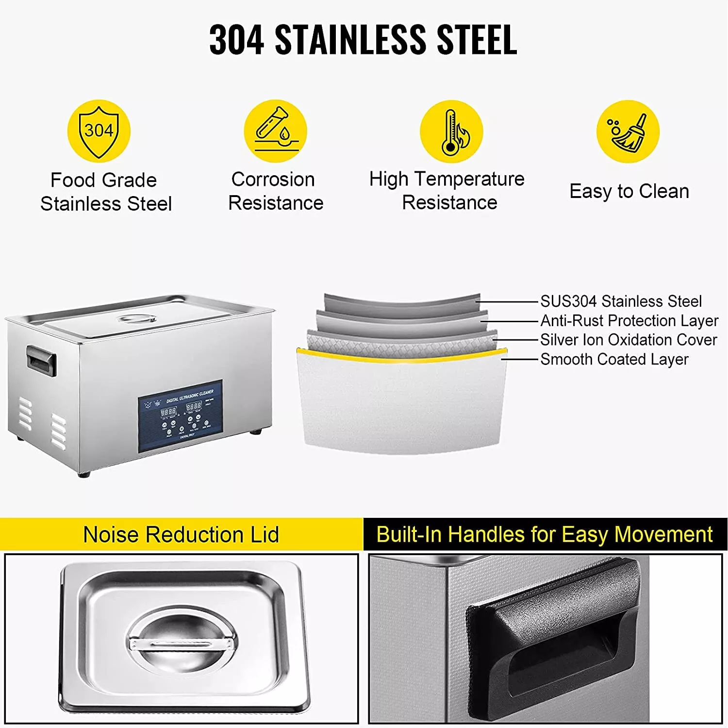 Ultrasonic Washing Machine Jewelry Cleaning Machine w/ Digital Timer Heater - Image 4