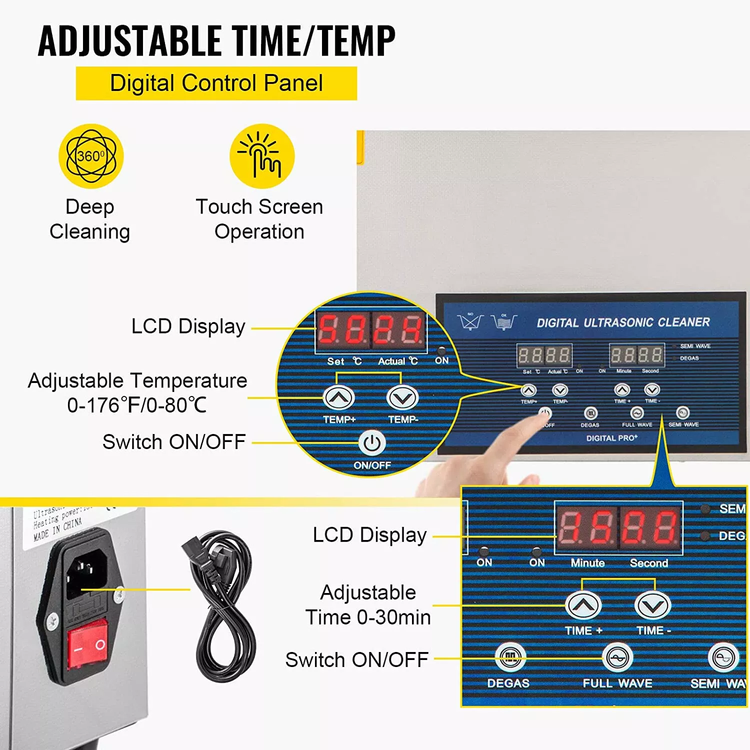 Ultrasonic Washing Machine Jewelry Cleaning Machine w/ Digital Timer Heater - Image 7