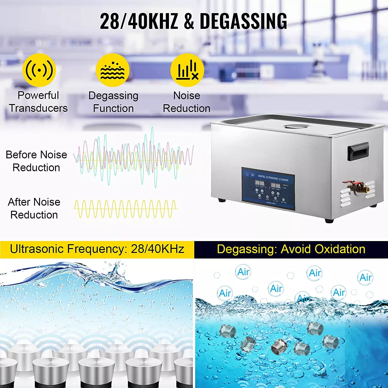 Ultrasonic Washing Machine Jewelry Cleaning Machine w/ Digital Timer Heater - Image 9